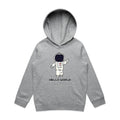 Astronaut, Hello World Kid's AS Colour Hoodie Grey Marle Kids Hoodie Printed In Australia
