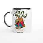 Personalised - Just Chilling - White 11oz Ceramic Mug with Color Inside Ceramic Black Personalised 11oz Mug Customise Globally Fulfilled Name Personalise