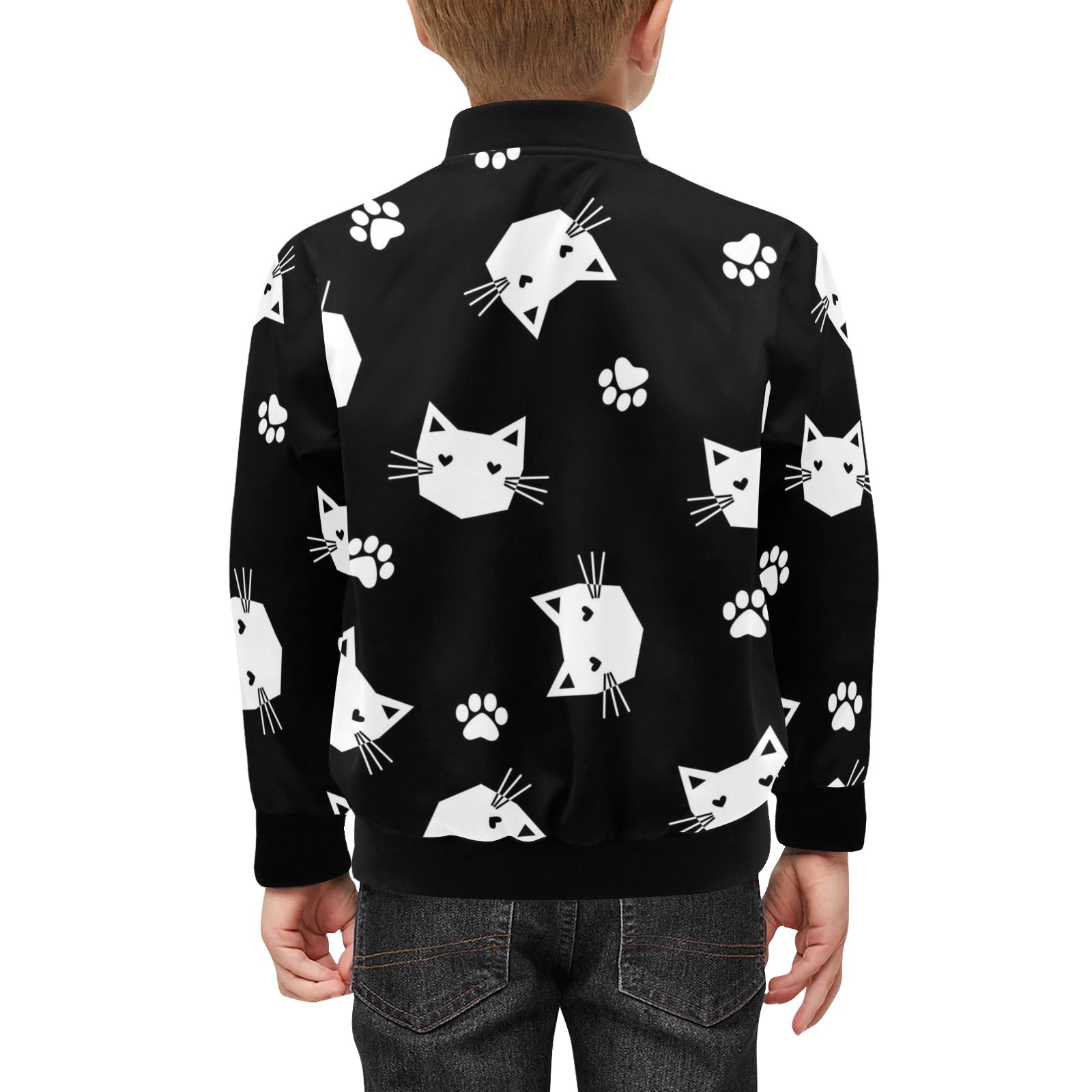 Geometric Cat Faces Kids Bomber Jacket Kids Bomber Jacket animal Printed Offshore
