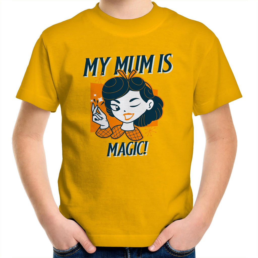 My Mum Is Magic - Kids Youth T-Shirt Gold Kids Youth T-shirt Mum Printed In Australia