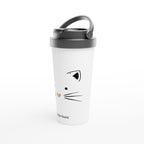 Personalised - Cat Gold Heart Nose - White 15oz Stainless Steel Travel Mug Personalised Travel Mug animal customise Globally Fulfilled personalise