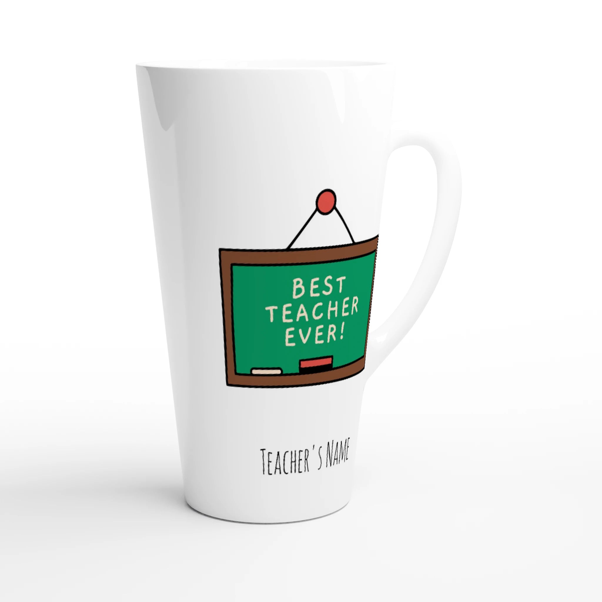Best Teacher Ever, Blackboard White Latte 17oz Ceramic Mug Latte Mug