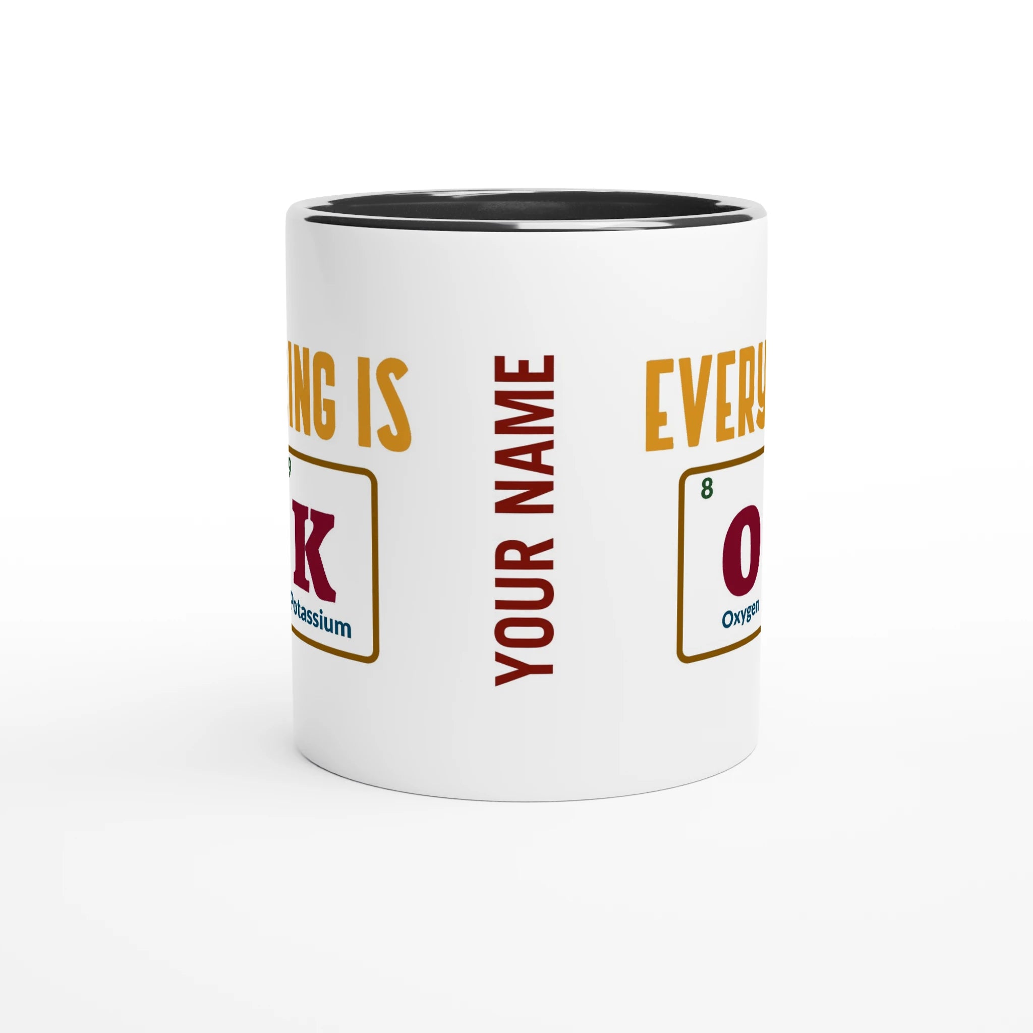 Personalise - Everything Is OK, Periodic Table - White 11oz Ceramic Mug Personalised Mug customise Globally Fulfilled personalise Science