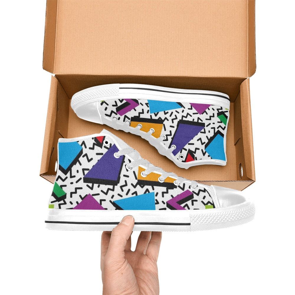 80's Abstract - Men's High Top Canvas Shoes Men's Classic High Top Canvas Shoes Printed Offshore Retro