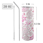 Vintage Pink Floral 20oz Tall Skinny Tumbler with Lid and Straw