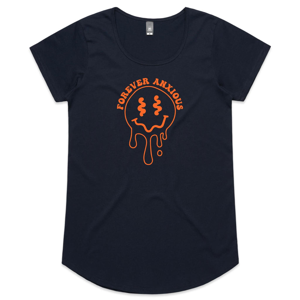 Forever Anxious Women's AS Colour Scoop Neck T-Shirt Navy Womens Scoop Neck T-shirt Printed In Australia