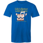 Life's Better With Music - Mens T-Shirt Bright Royal Mens T-shirt Music Printed In Australia