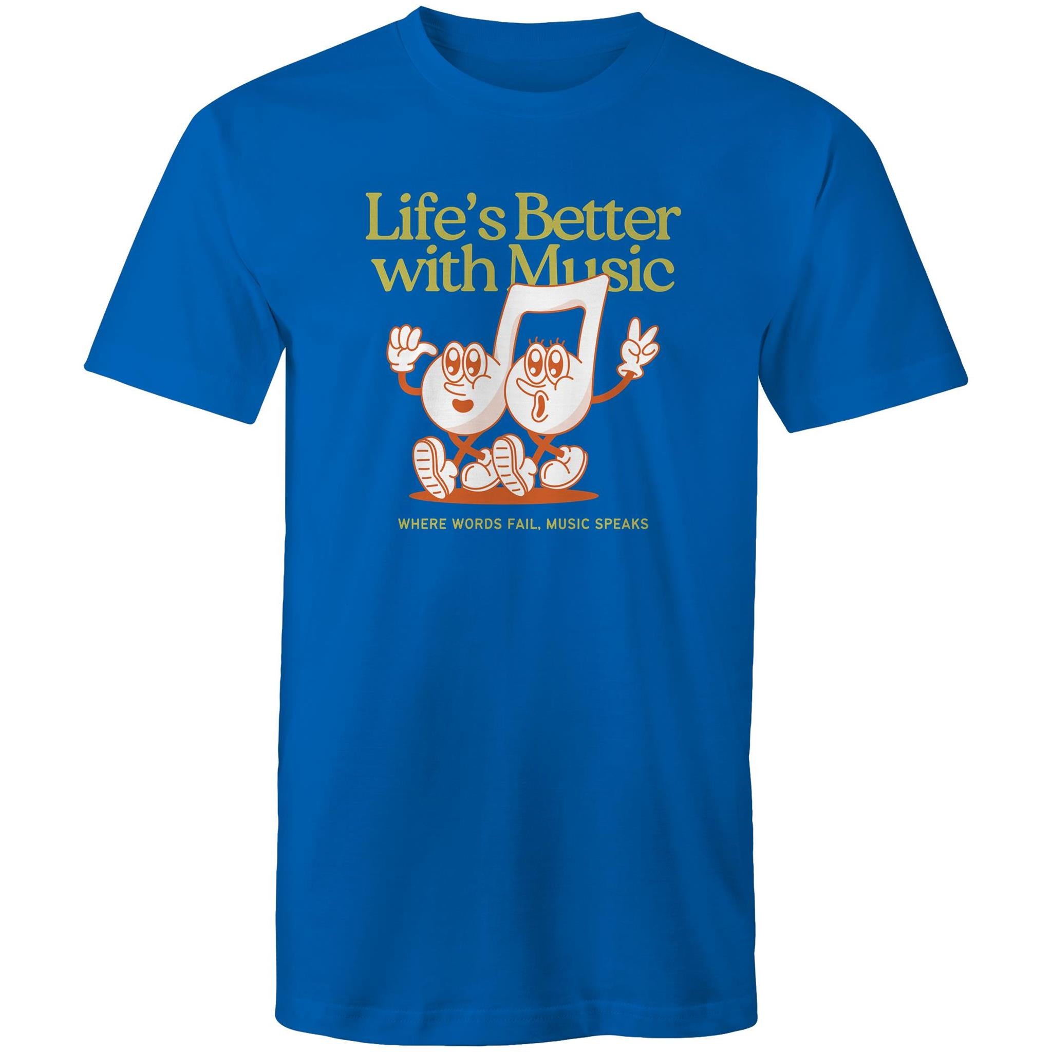 Life's Better With Music - Mens T-Shirt Bright Royal Mens T-shirt Music Printed In Australia