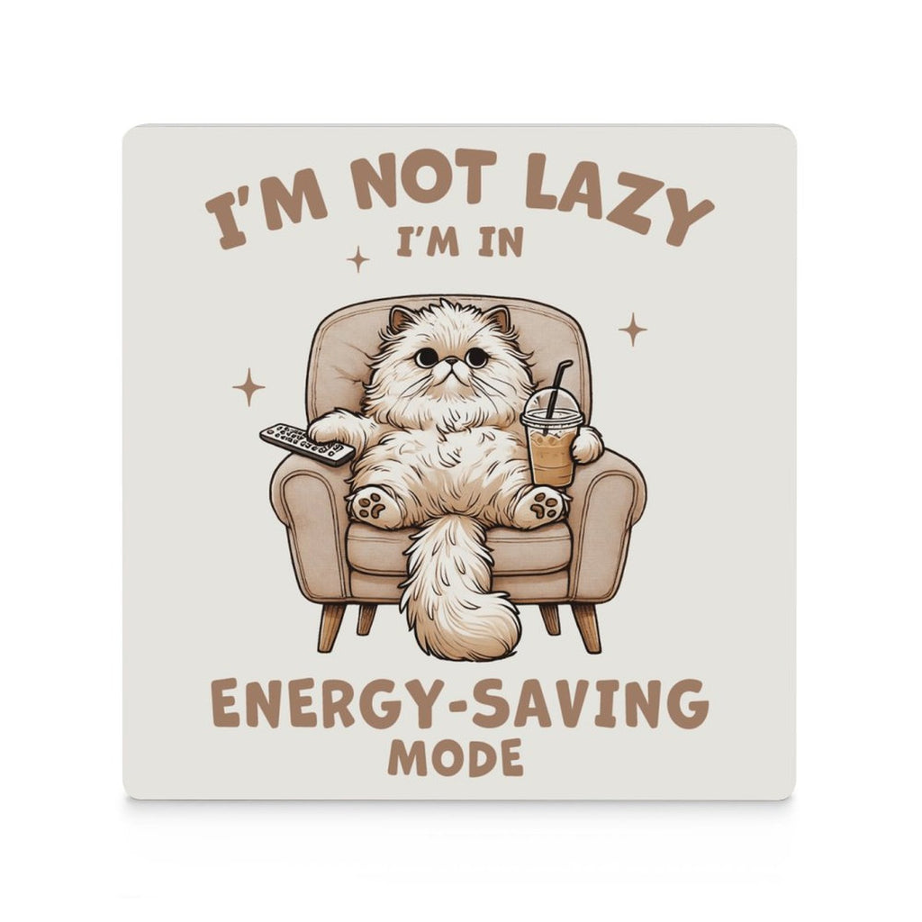 Cat Energy Saving Mode - Ceramic Coasters (Square) Ceramic Coasters animal Printed Offshore