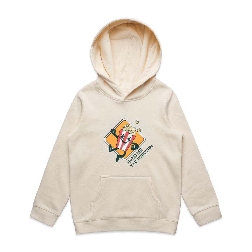 Hand Me The Popcorn - Kids Hoodie Ecru Kids Hoodie Printed In Australia