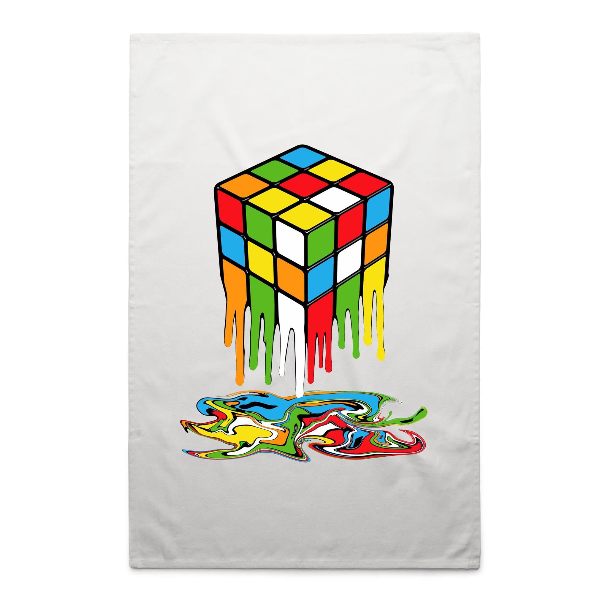 Melting Game Cube - AS Colour Tea Towel White One Size Tea Towel Games Printed In Australia