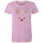 Red Nose Reindeer - Womens T-shirt Pink Womens Christmas T-shirt Christmas Printed In Australia