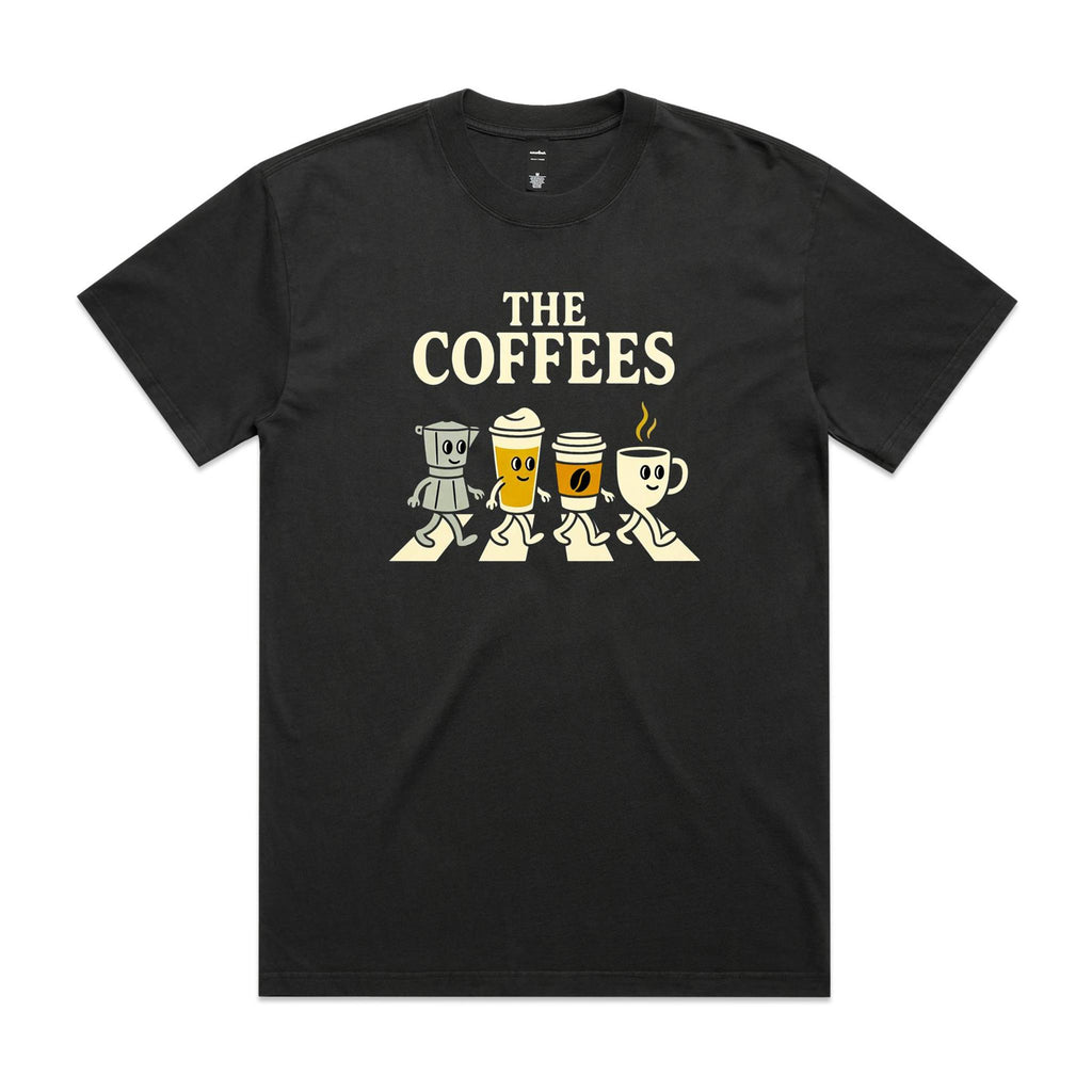 The Coffees, Crossing Road AS Colour Heavy Faded Tee Unisex Faded coal Heavy Faded T-shirt Coffee Music Printed In Australia