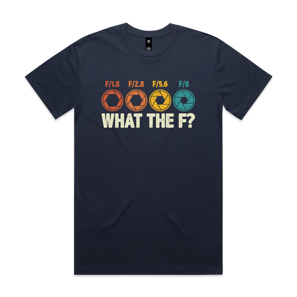 Camera Settings What The F Men's AS Colour T-shirt Midnight Blue Mens T-shirt Printed In Australia