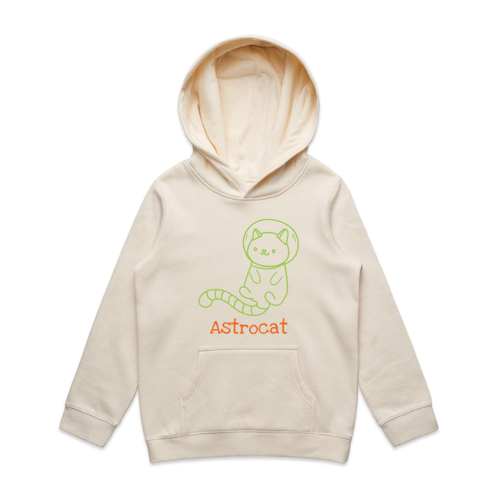 Astrocat, Cat Astronaut - Kids Hoodie Ecru Kids Hoodie Printed In Australia