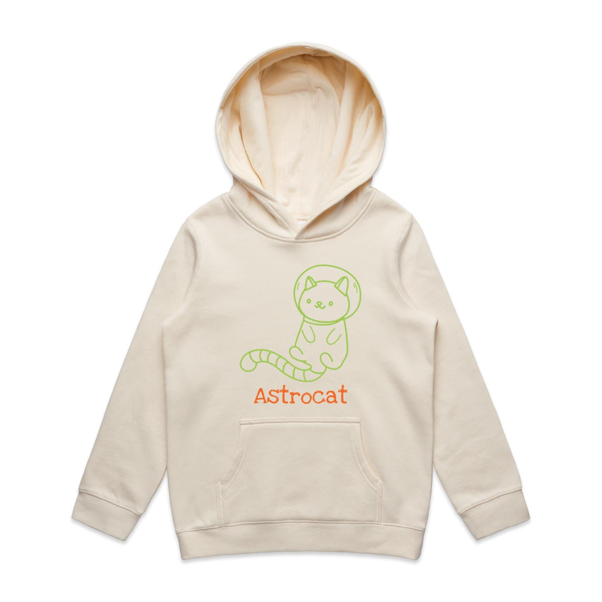 Astrocat, Cat Astronaut - Kids Hoodie Ecru Kids Hoodie Printed In Australia