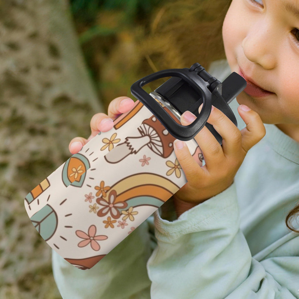 Peace And Love - 12oz Kids Water Bottle with Straw Lid