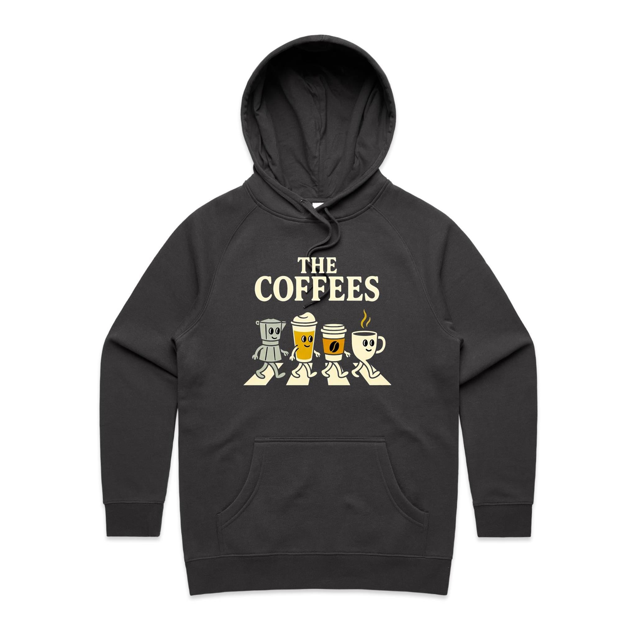 The Coffees, Crossing Road Women's AS Colour Hoodie Coal Womens Hoodie Coffee Music Printed In Australia