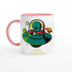 Personalise - Alien Commute, UFO - White 11oz Ceramic Mug Ceramic Pink Personalised Mug customise Globally Fulfilled personalise Sci Fi