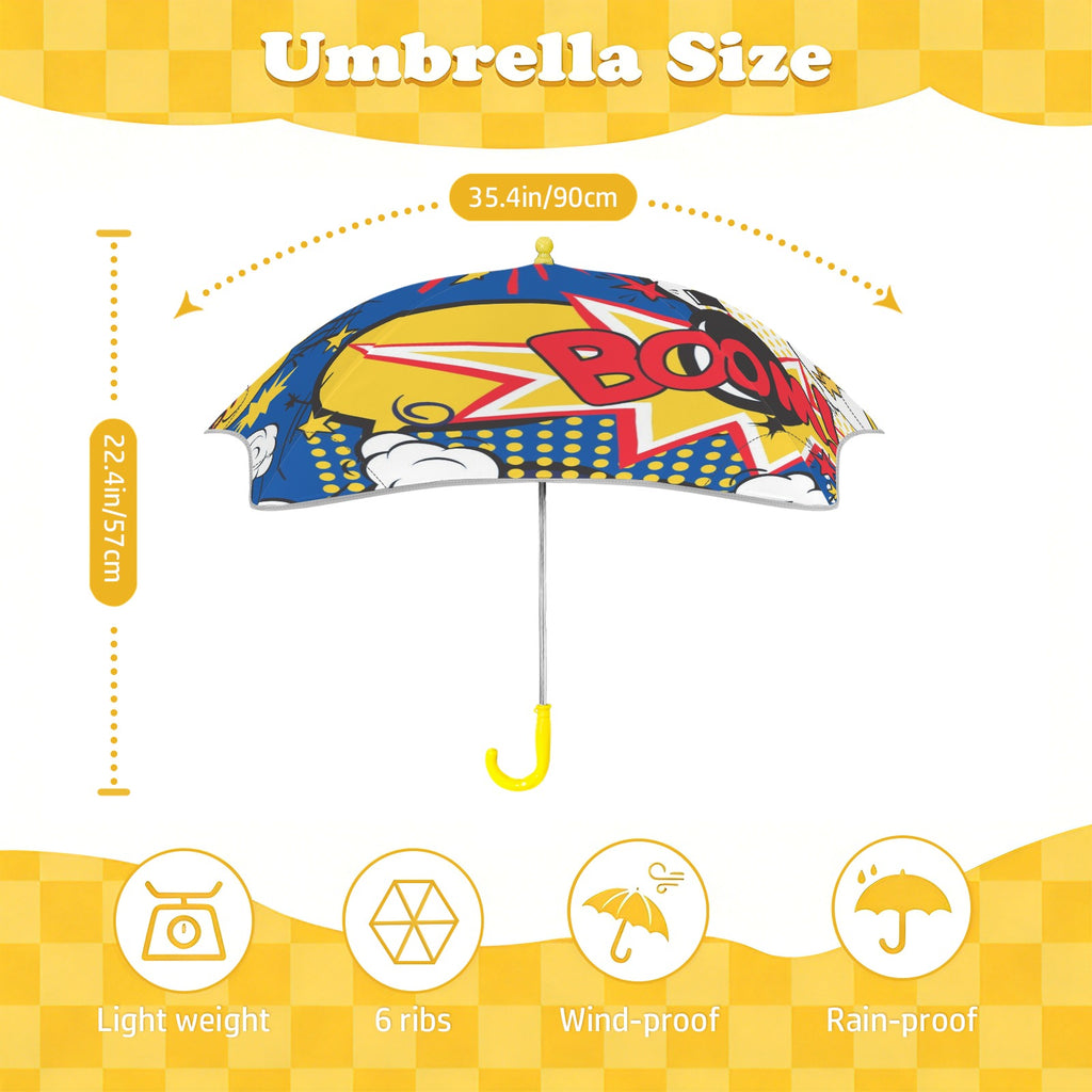 Blue Comic Book Kids Safe Round Corner Umbrella Kids Safe Round Corner Umbrella comic Printed Offshore