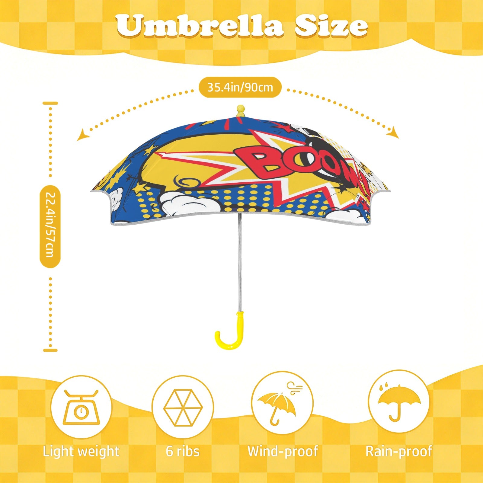 Blue Comic Book Kids Safe Round Corner Umbrella Kids Safe Round Corner Umbrella comic Printed Offshore