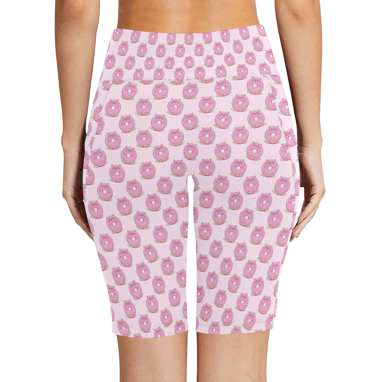 Pink Cat Doughnuts Women's Bike Shorts With Side Pockets