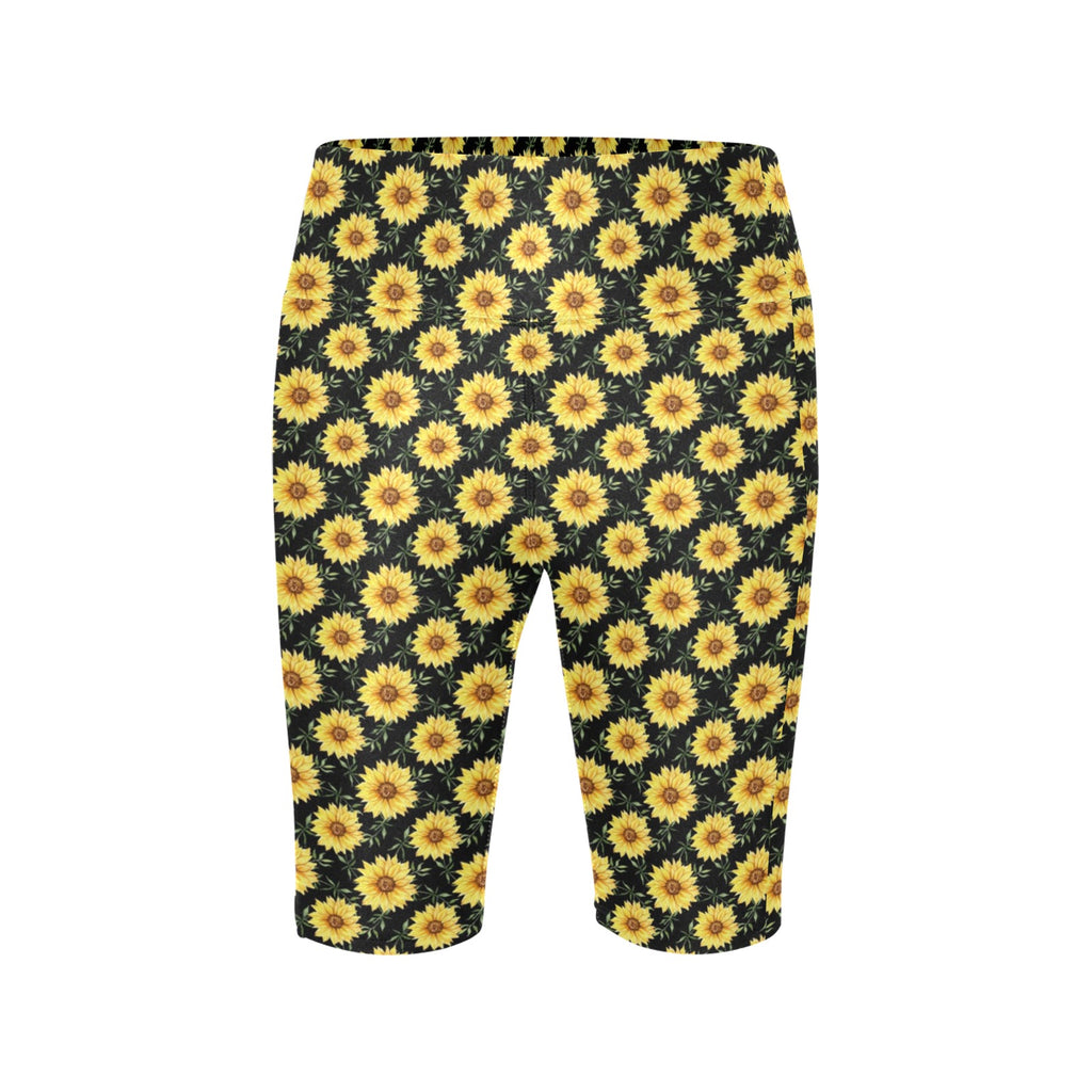 Painted Sunflower Women's Bike Shorts With Side Pockets