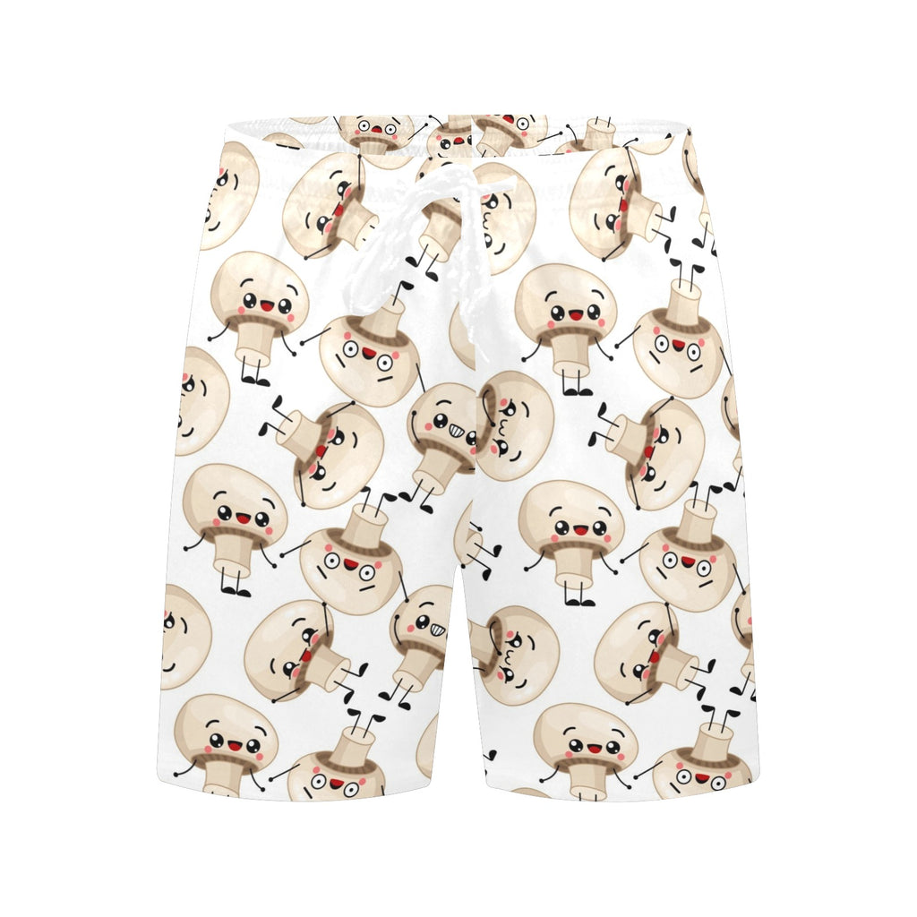 Cute Mushrooms Men's Mid-Length Beach Shorts Men's Mid-Length Beach Shorts Food Printed Offshore
