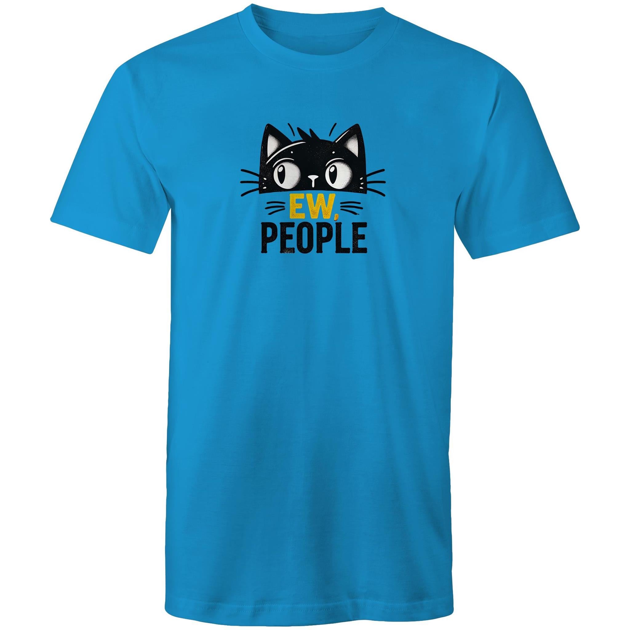 Ew People, Cat - Mens T-Shirt Arctic Blue Mens T-shirt animal Printed In Australia