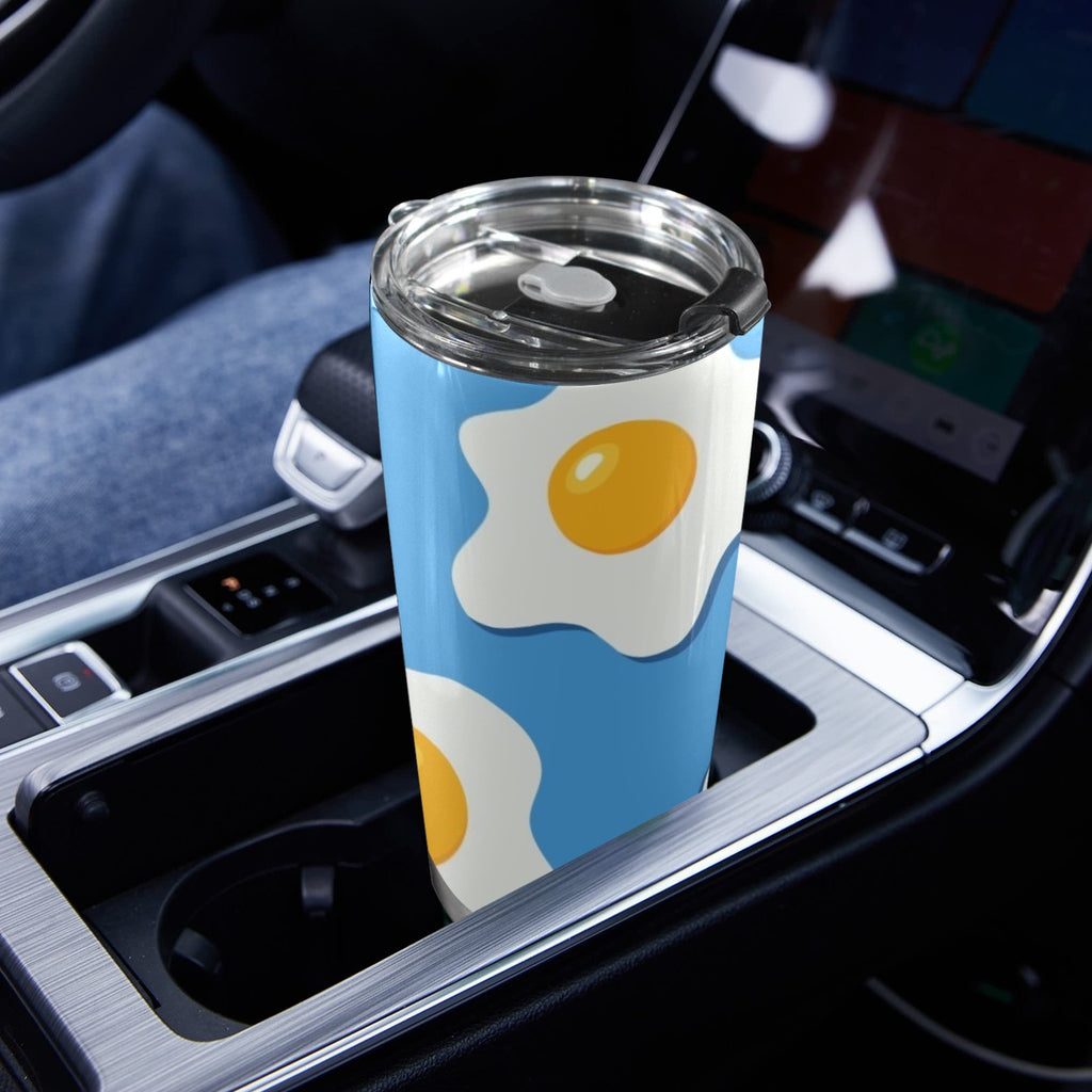 Fried Eggs - 20oz Mobile Tumbler with Lid (Black Lock) 20oz Travel Mug Food Printed Offshore
