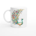 Flower Peacock - White 11oz Ceramic Mug Default Title White 11oz Mug animal coffee Globally Fulfilled tea