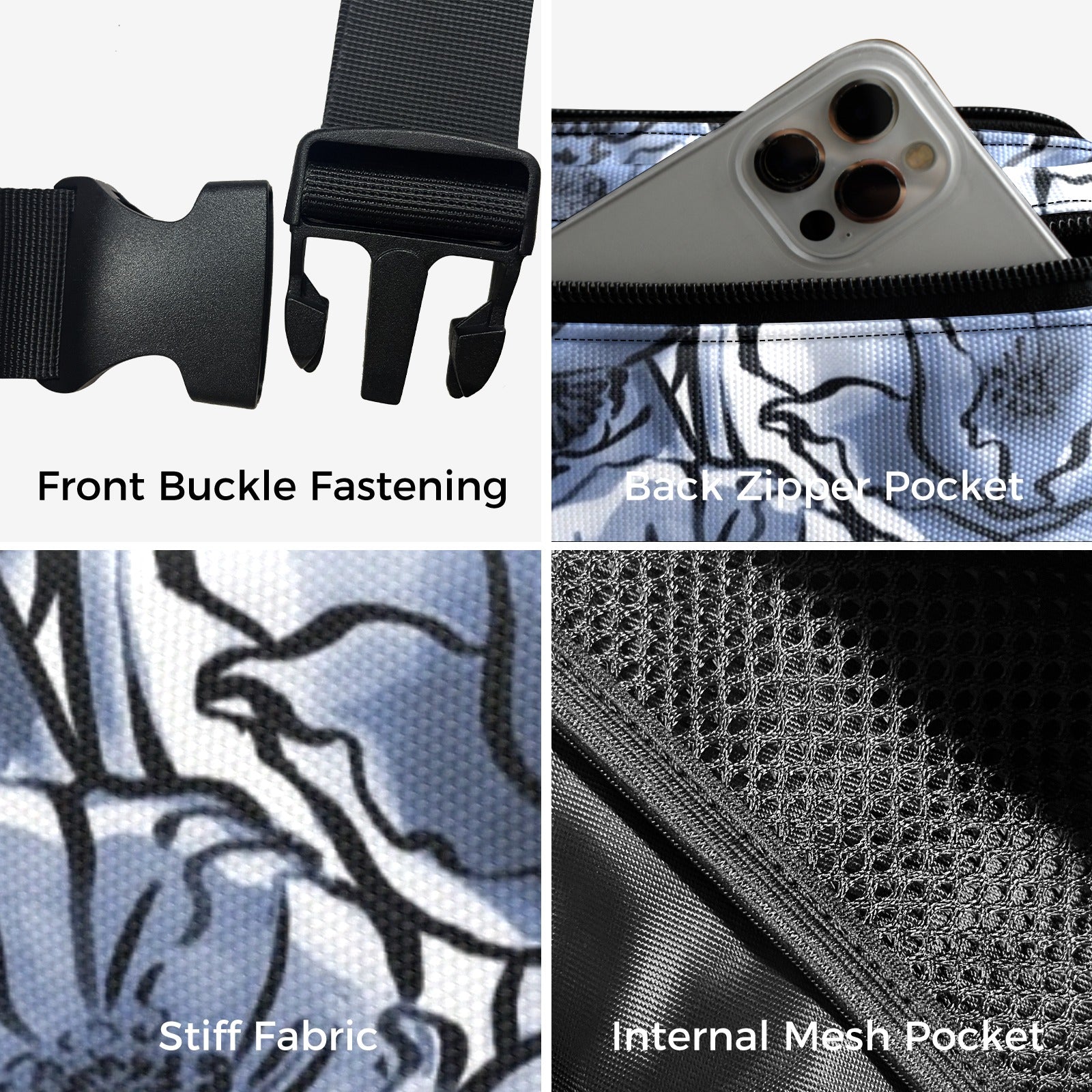 Blue And White Floral - Belt Bag