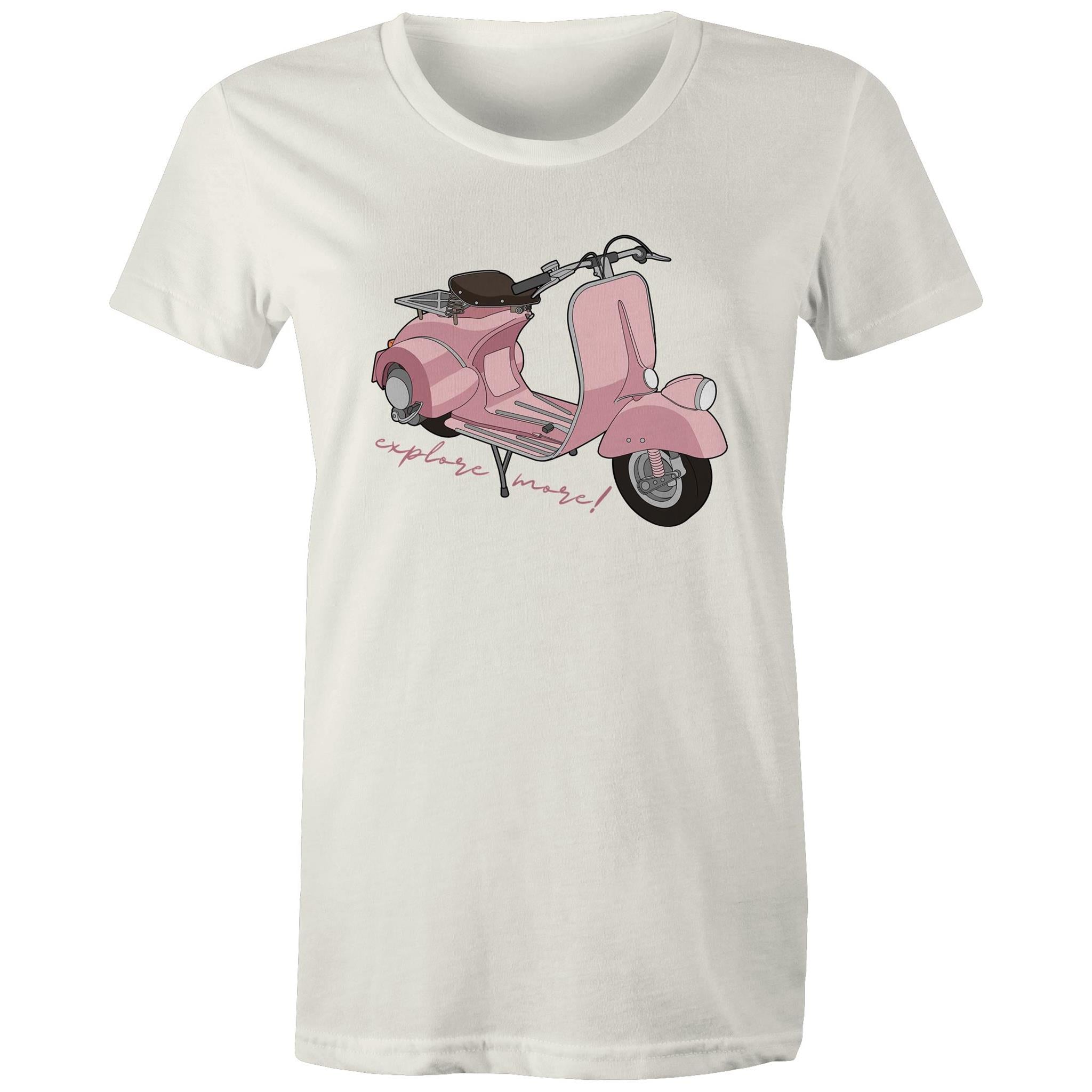 Explore More - Womens T-shirt Natural Womens T-shirt Printed In Australia