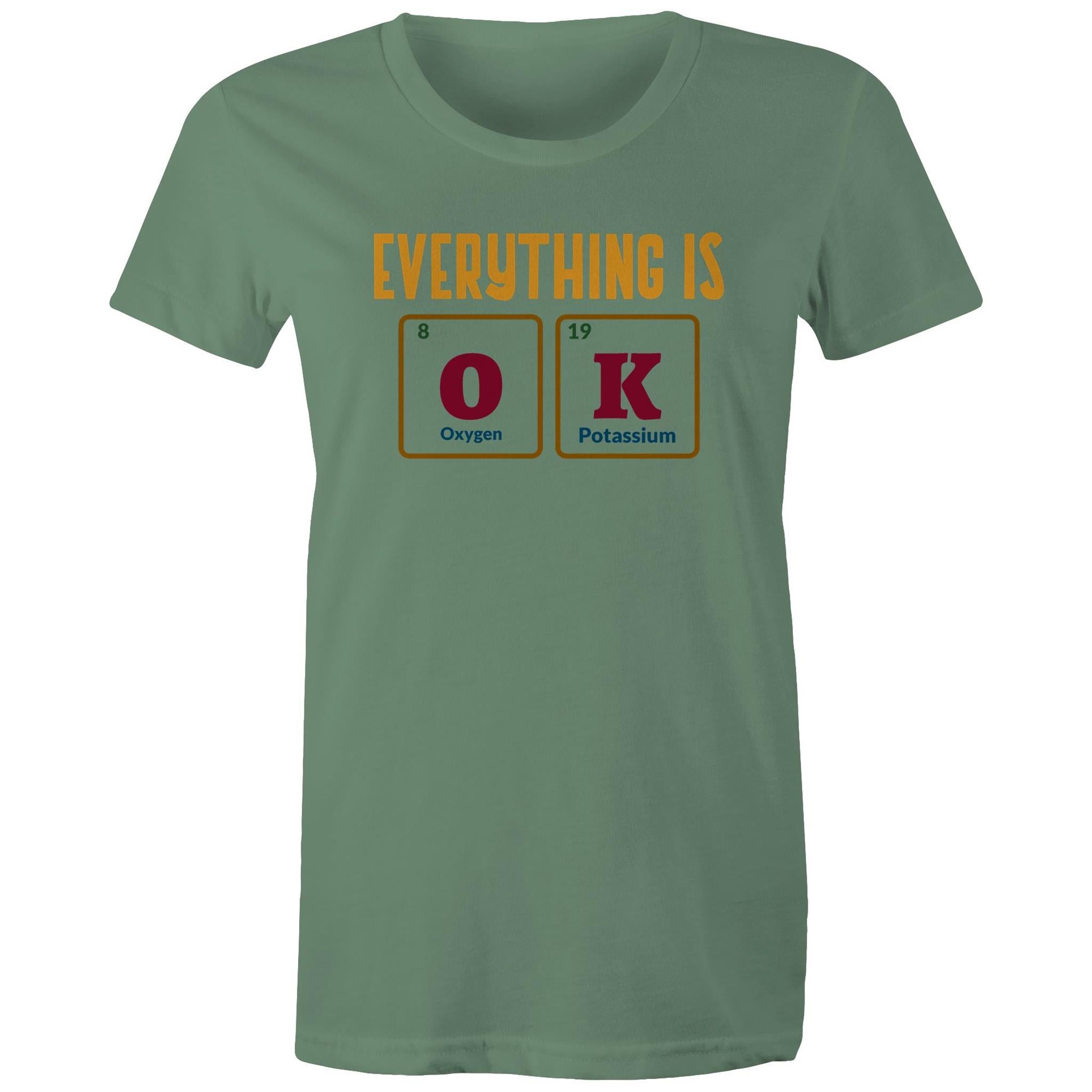 Everything Is OK, Periodic Table - Womens T-shirt Sage Womens T-shirt Printed In Australia Science