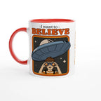 Personalise - I Want To Believe - White 11oz Ceramic Mug Ceramic Red Personalised Mug customise Globally Fulfilled personalise Sci Fi