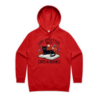 Life Is Better With Cats And Books - Womens Hoodie Red Womens 2XL Womens Hoodie animal Printed In Australia Reading