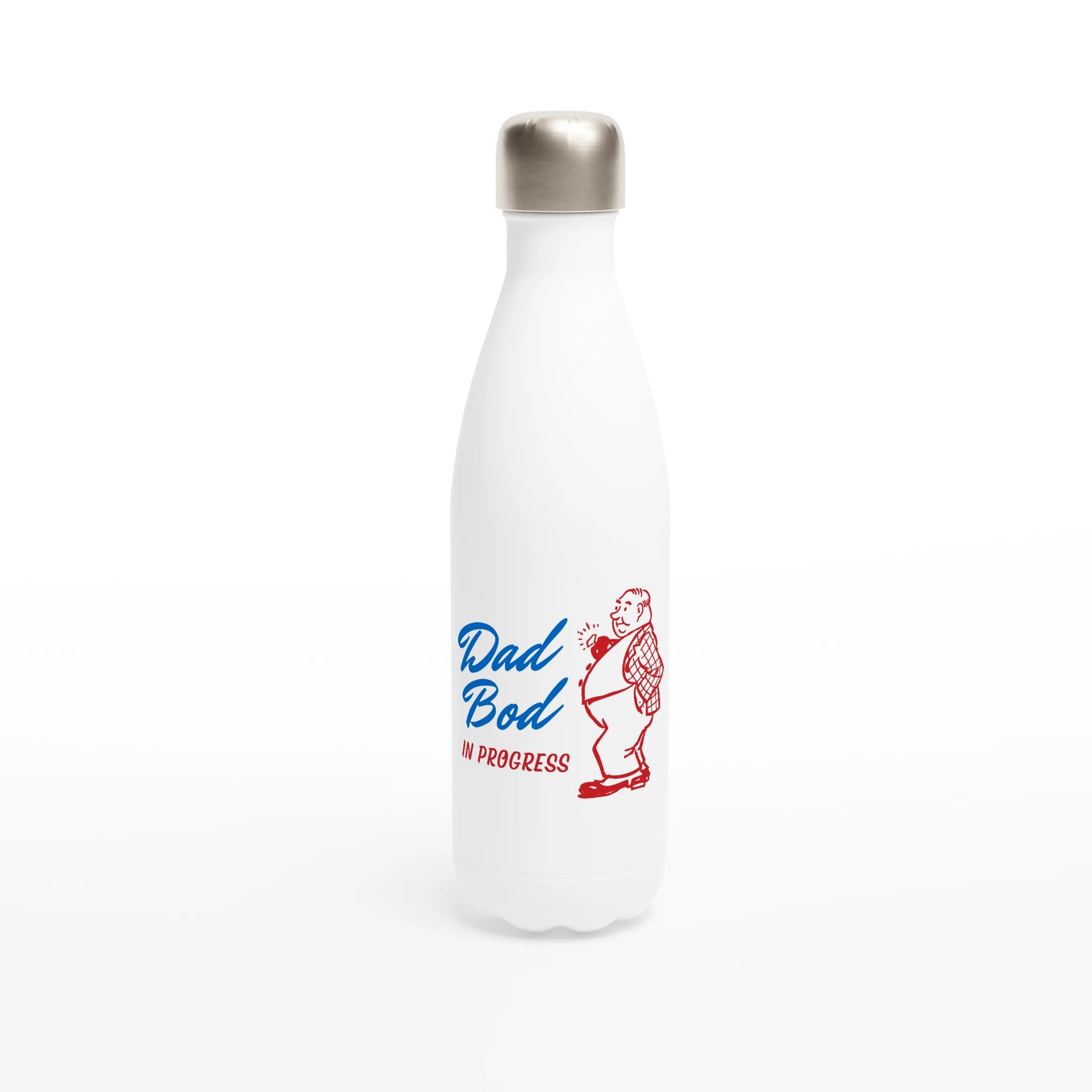 Dad Bod In Progress - White 17oz Stainless Steel Water Bottle Default Title White Water Bottle Dad Globally Fulfilled