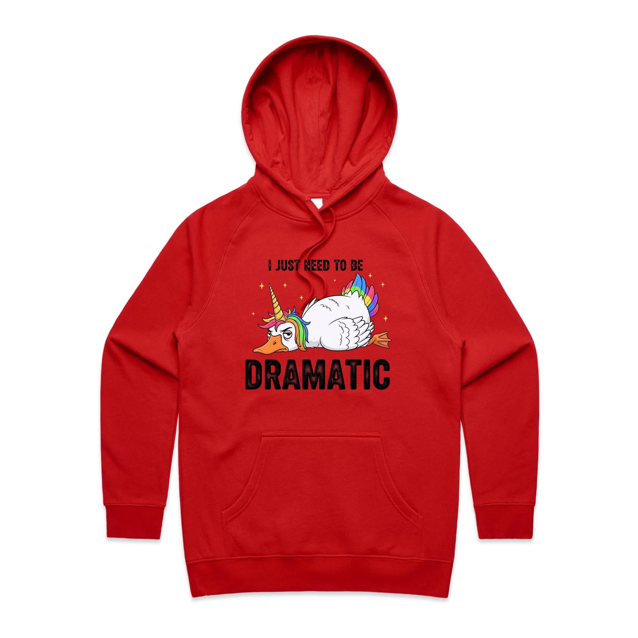 Dramatic Unicorn Goose Women's AS Colour Hoodie Red Womens Hoodie animal Printed In Australia