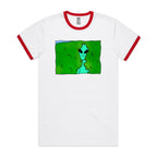 Alien Backing Into Hedge Meme - Staple Ringer Tee White Red Ringer T-Shirt Printed In Australia Sci Fi