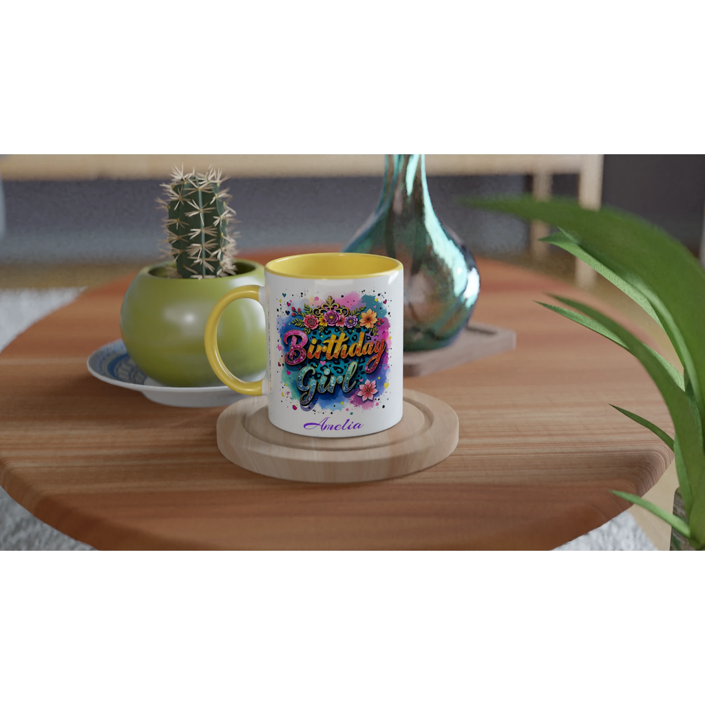 Personalise - Birthday Girl - 11oz Ceramic Mug Personalised 11oz Mug Birthday customise Globally Fulfilled Name personalise