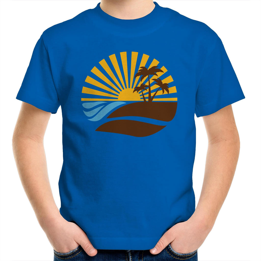 Retro Sunset - Kids Youth T-Shirt Bright Royal Kids Youth T-shirt Printed In Australia Retro Summer