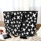 Black And White X's PU Leather Tote Bag Large Leather Tote Bag-Large Printed Offshore
