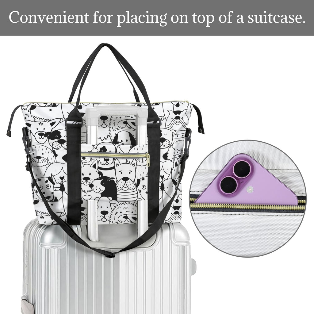 Black And White Dogs Duffle Bag-Simple (Model 1715) Duffle Bag-Simple (1715)