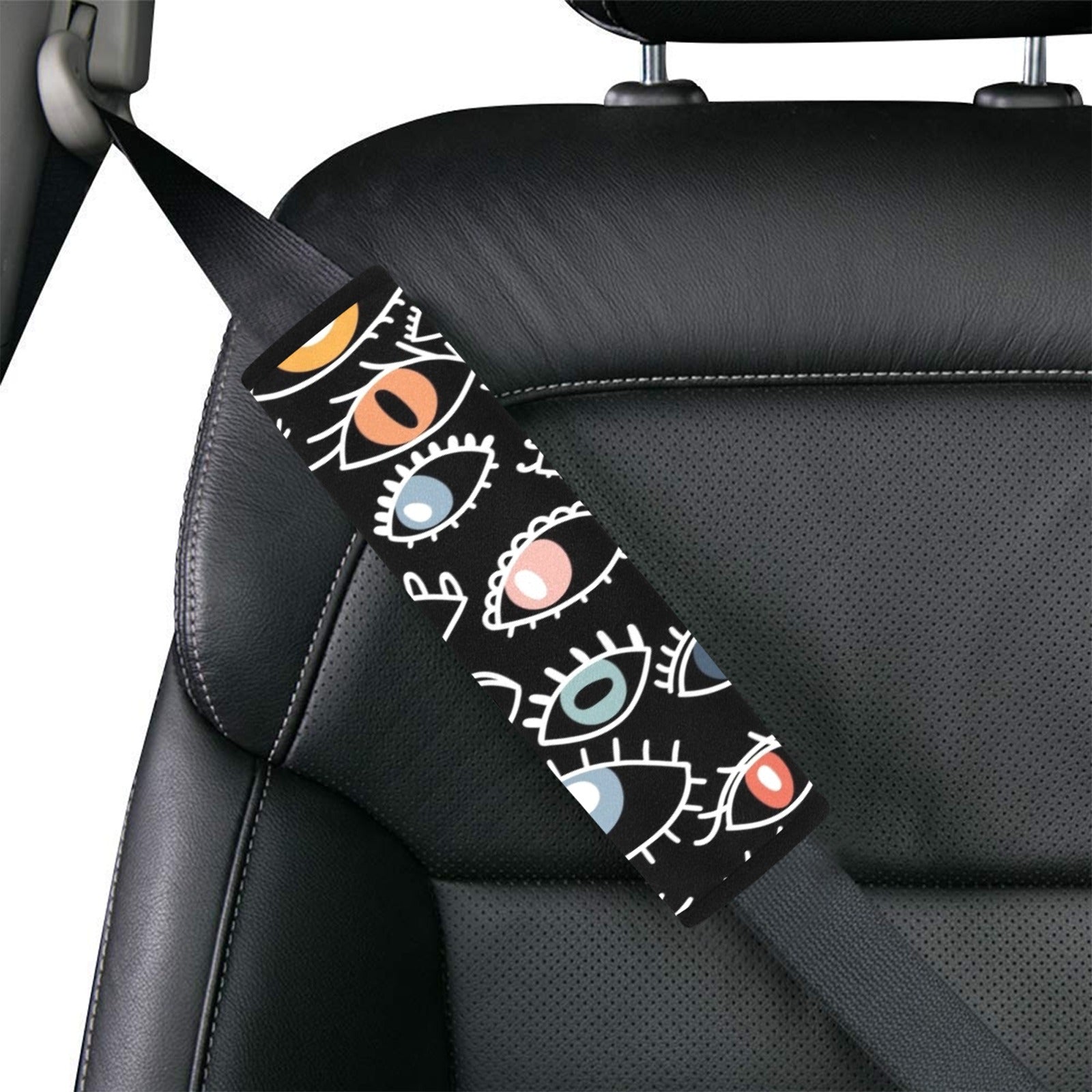 Eyes On Black Car Seat Belt Cover 7''x10'' (Pack of 2) Car Seat Belt Cover 7x10 (Pack of 2) Printed Offshore