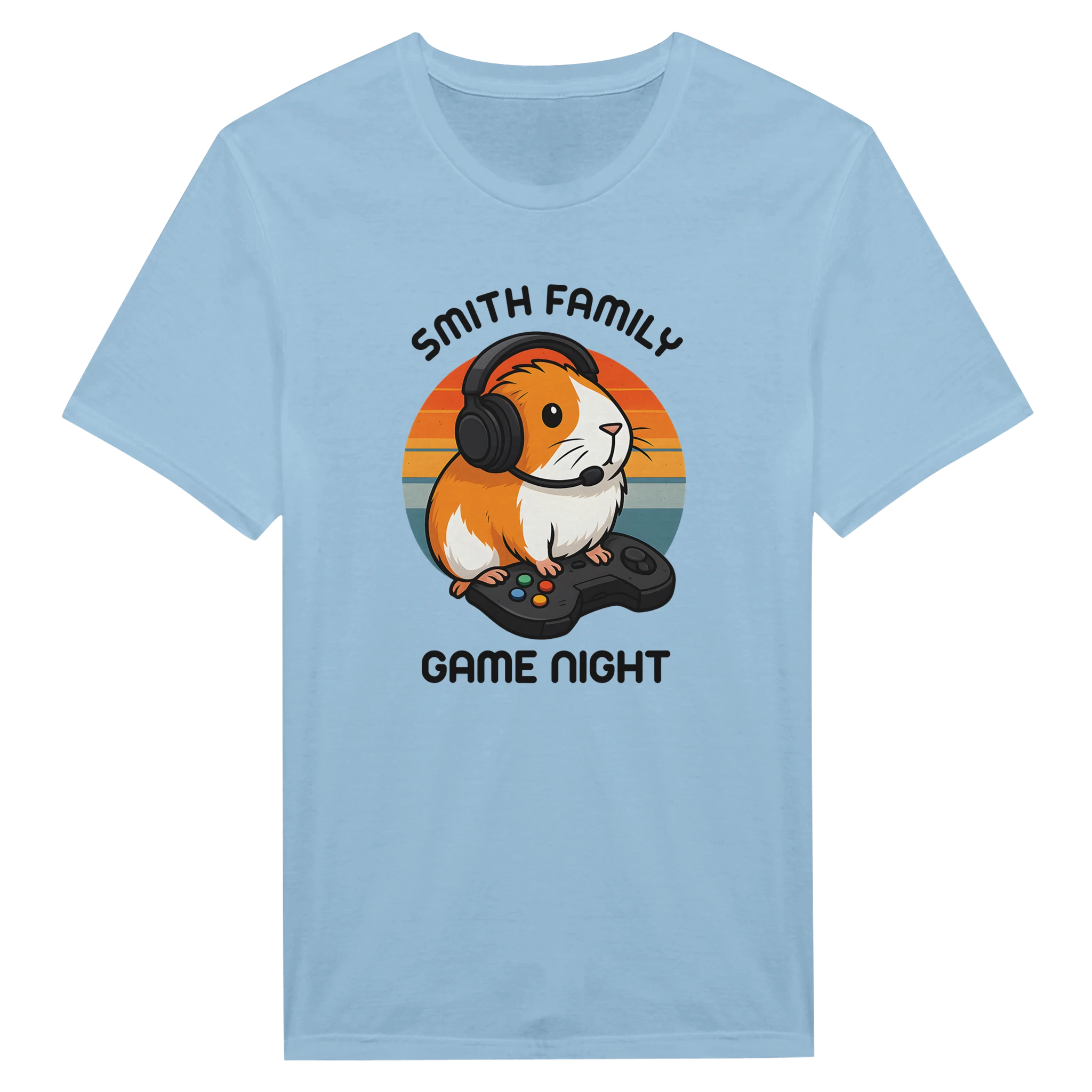 Family Game Night - Personalised T-shirt Light Blue Personalised T-shirt customise Games Globally Fulfilled personalise