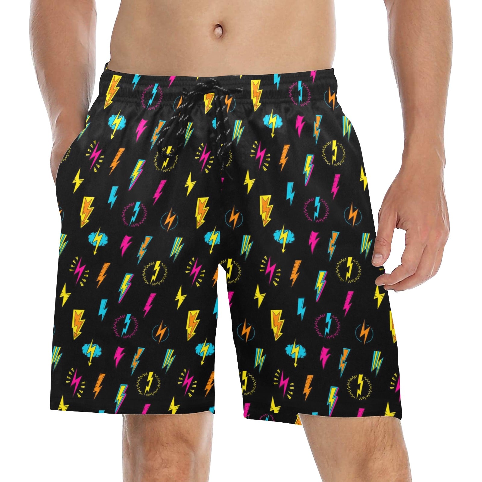 Fun Lightning - Men's Mid-Length Beach Shorts 5XL Men's Mid-Length Beach Shorts comic Printed Offshore