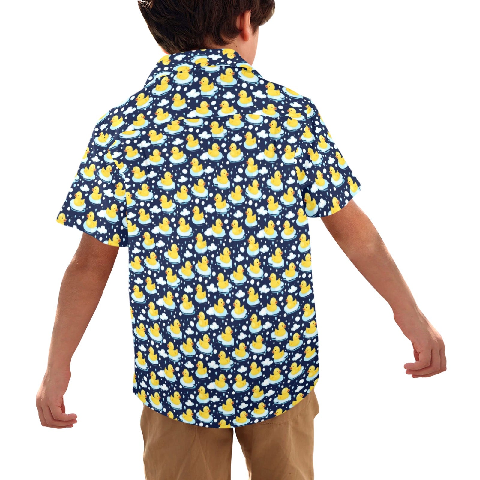 Rubber Ducks On Dark Junior Kid's Hawaiian Shirt