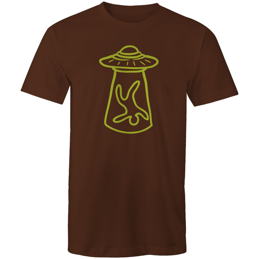 Alien Abduction - Mens T-Shirt Dark Chocolate Mens T-shirt Printed In Australia Sci Fi