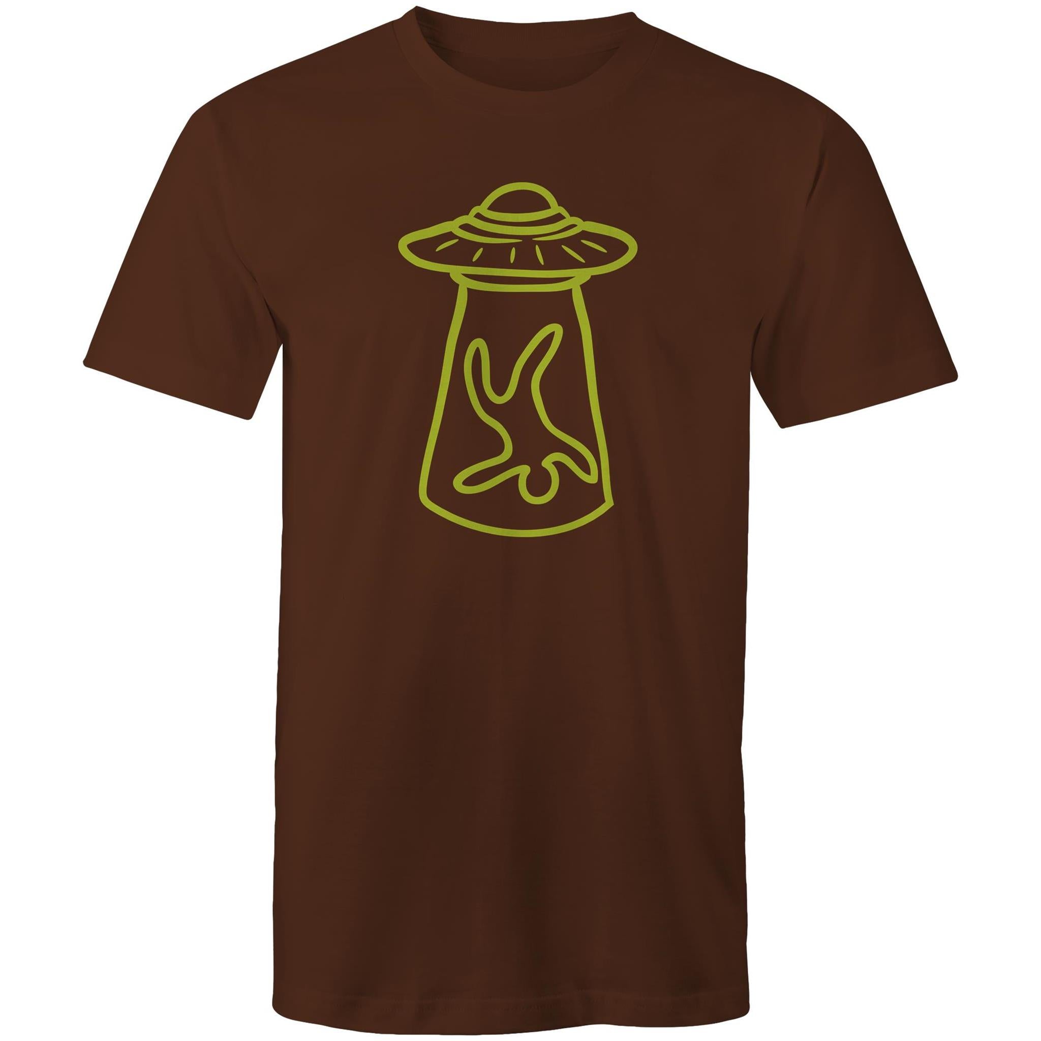 Alien Abduction - Mens T-Shirt Dark Chocolate Mens T-shirt Printed In Australia Sci Fi
