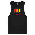Energy To Burn - Tank Top Tee Black Drop Arm Tank Top Fitness Printed In Australia